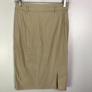 Kate Kasin Skirt Womens Small New Pencil Midi Minimalist Capsule Career Tan